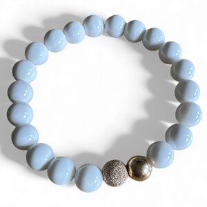 White Compressed Shell Stretch Bracelet w/ 14k Gold Filled Spacers